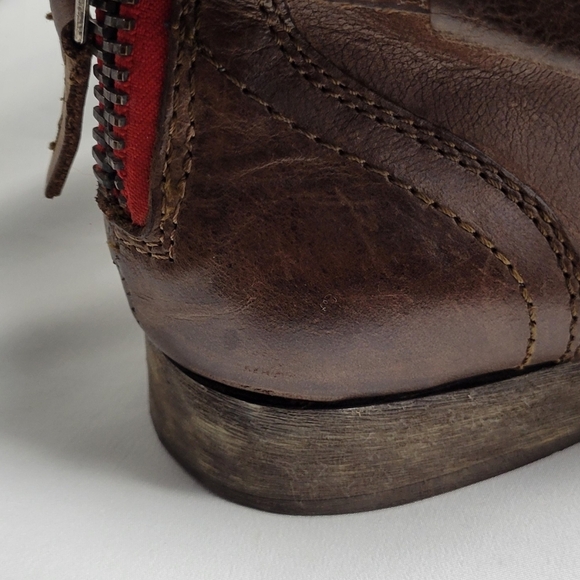 Steve Madden Cablee foldover combat Boots size 6 1/2 brown red zipper - Picture 11 of 11